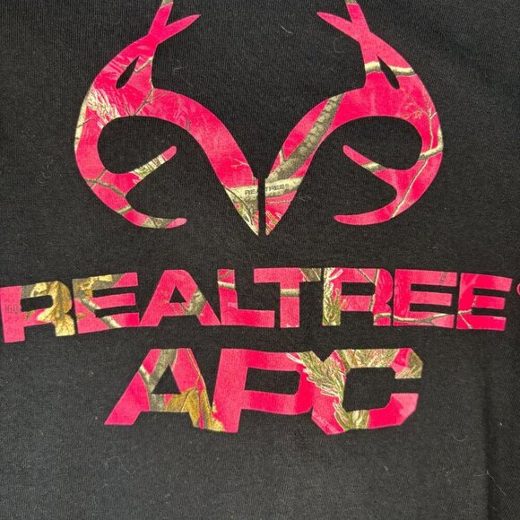 REALTREE APC Pink Camo Antler Logo Long Sleeve Tee Womens XL Black - Picture 5 of 6